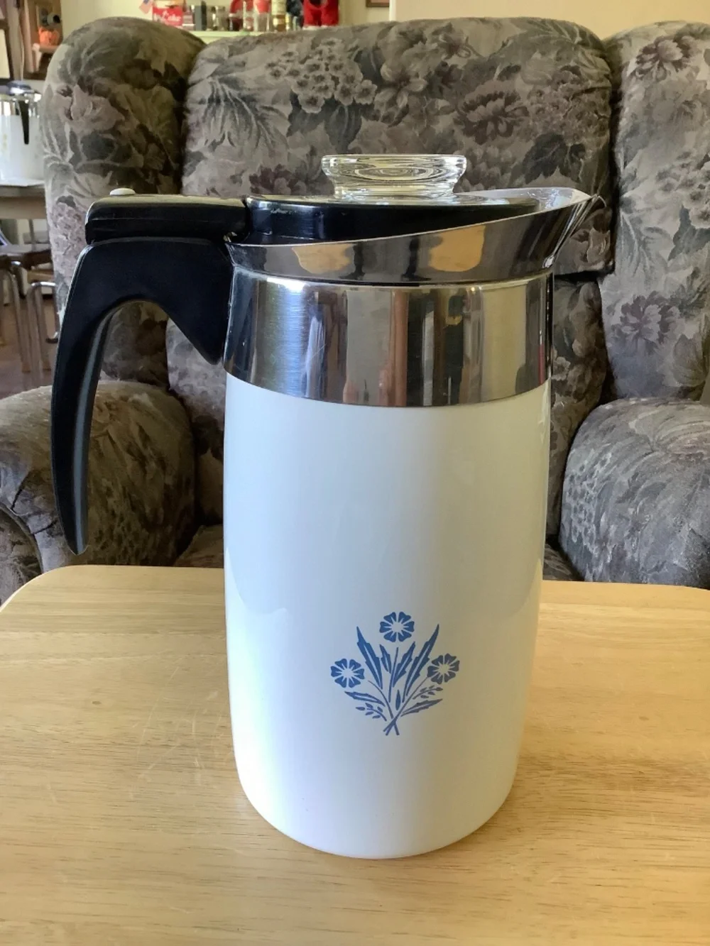 Corning Ware Blue Cornflower 10-Cup Decorative COFFEE POT Percolator NO CORD #1